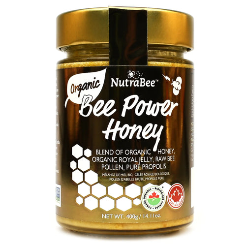 NutraBee Bee Power honey jar – front label view